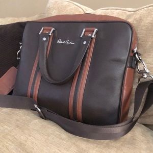 Robert Graham ROMAN Brown Leather Executive Briefcase/Laptop Bag.